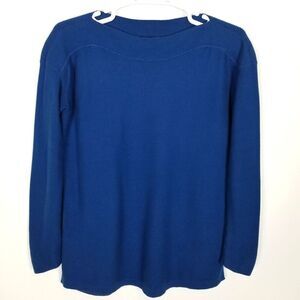 J.Jill women Cotton Ribbed Pullover Sweater Size S Blue Ribbed